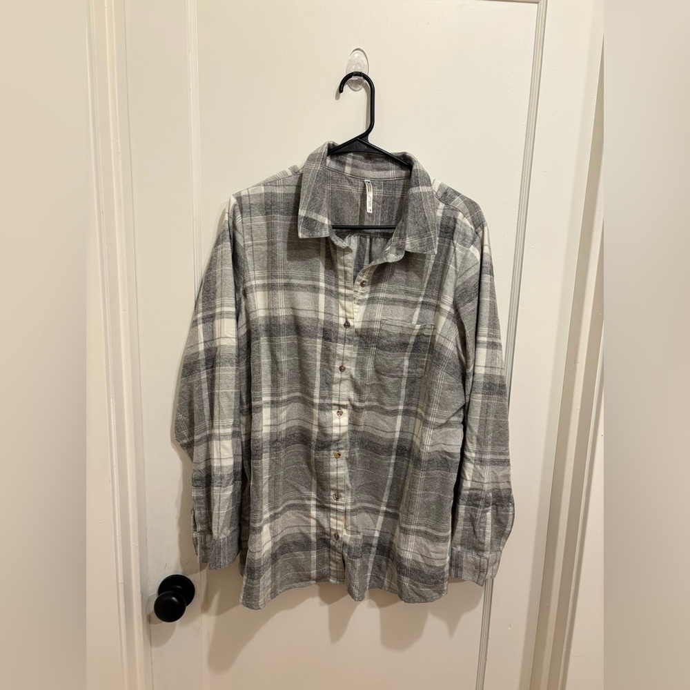 Kuhl Gray Plaid Button-Up Shirt, 1x